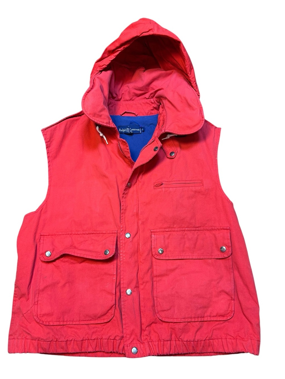 Vintage Ralph Lauren men’s hooded canvas vest size large Gorpcore snap 90s